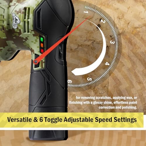 BATOCA 2026 S3 Cordless Car Buffer Polisher, 2x2.0Ah Lithium-ion Rechargeable Battery Powered Polisher with 6 Variable Speed, DA Orbital Buffer for Car Detailing, Polishing, Waxing, Graffiti Style
