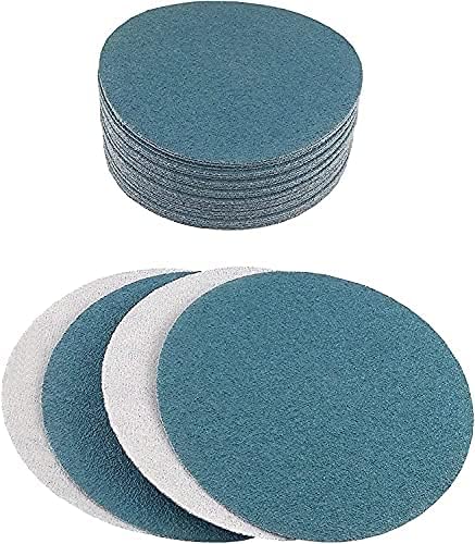 Starcke 5 inch Sanding Discs Hook and Loop Round Sand Paper Disc 40 Grit, 50 Pack Blue Zirconia with Aluminum Oxide No Hole Hook and Loop Sanding Discs, Sandpaper Auto Body for Wood and Metal