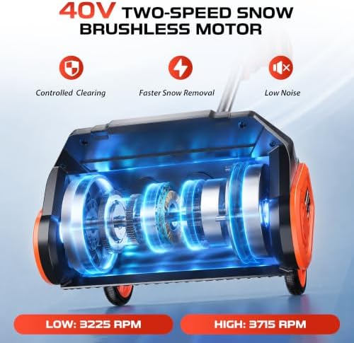 Cordless Electric Snow Shovel, 40V Snow Blower, 15'' Width