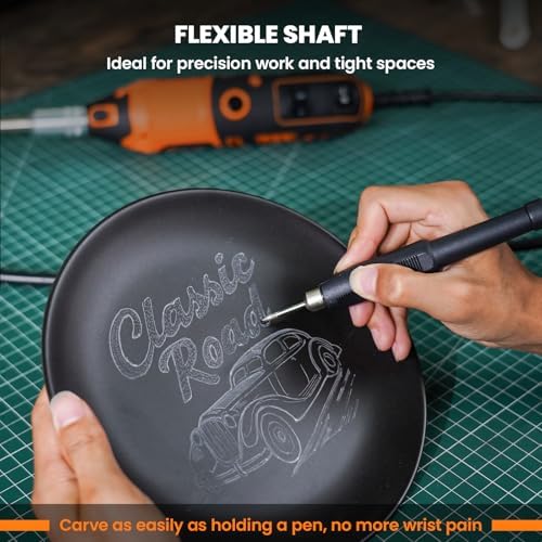 HARDELL 180W Corded Rotary Tool Kit 6 Variable Speeds with Flex Shaft
