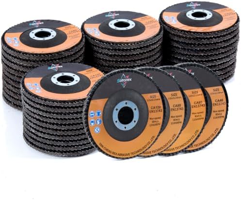 40 Pack 4.5" x 7/8" Premium Calcined Alumina Flap Disc, 40 60 80 120 Grit Type 29, 4 1/2 for Angle Grinder, Flap Sanding Disc for Stainless Steel, Metal, Wood