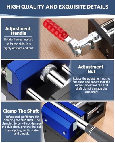 3-in-1 Golf Shaft Clamp, 360° Aluminum Golf Club Regripping Kit