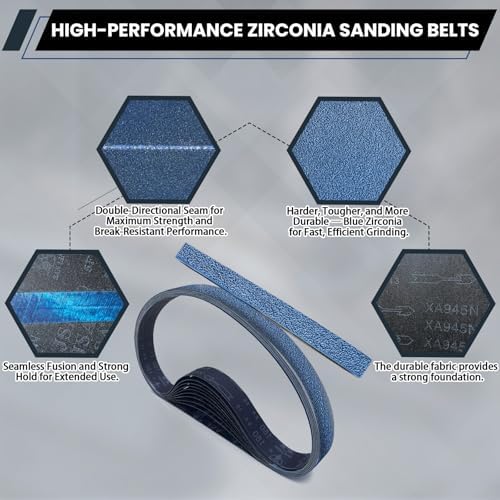 1x30 Inch Sanding Belts 30 Pcs (3 Grit, 10 Each of 80, 120, 150 Grits) Heavy Duty Belt Sander Zirconia Belt Sander Paper for Wood, Metal, Stainless Steel, Automotive, and Furniture