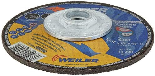 Weiler 58090 4-1/2" x 1/8" Tiger Pipeline, Z30T, Type 27, 5/8"-11 Nut (Pack of 10) (4-1/2" Dia)
