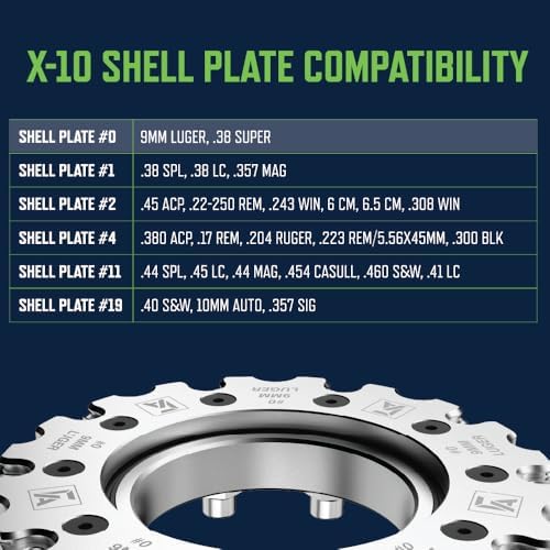 Frankford Arsenal X-10 Shell Plates with Ball Bearings, Compatible with X-10 Progressive Press, for Caliber Change, Reloading, and Gunsmithing