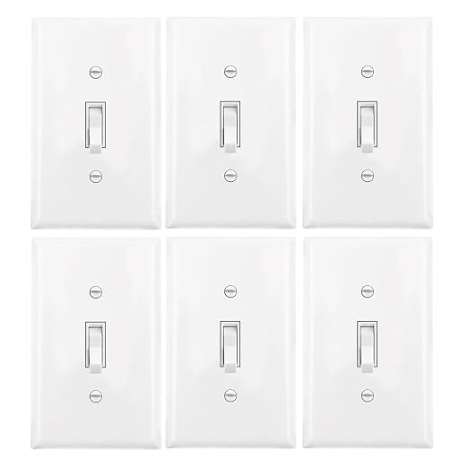 Baomain 6-Pack 15 Amp Toggle Light Switch with Wall Plate, Single Pole, Residential/Commercial Grade, On/Off Switch, Glossy White, UL Certified