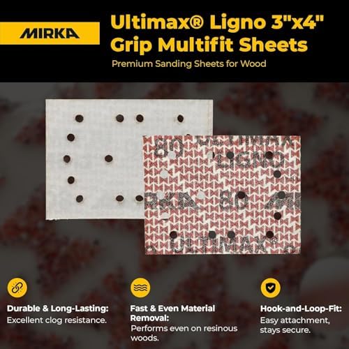 Mirka Abrasive Sheets Ultimax Ligno 3x4 inch P400 Hook and Loop