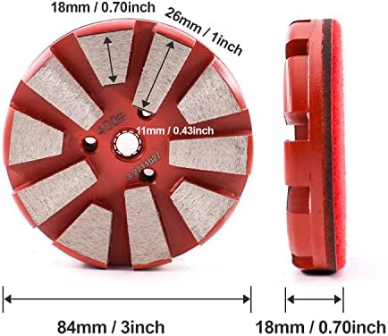 3PCS 3" 10 Segments Metal Bond Diamond Grinding Polishing Pad Concrete Marble Granite (400 Grit)