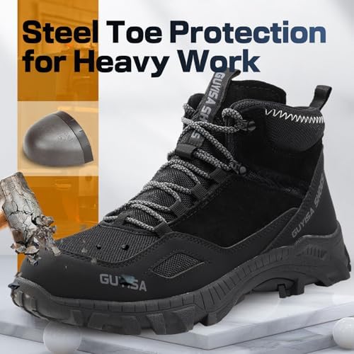 GUSAYEX Steel Toe Boots for Men Puncture Resistant Work Boots