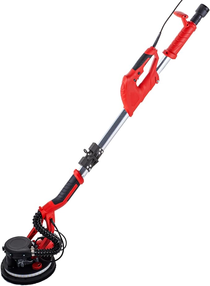 VEVOR Drywall Sander 850W, Electric Drywall Sander Variable Speed 800-1750 RPM, Foldable Sheetrock Sander with Telescope Handle, Electric Sander with LED Strip Light and Vacuum Bag, Wall Sander