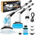 Electric Spin Scrubber,Bathroom Cleaning Brush,Shower Scrubber with Long Handle 8 Replaceable Brush Heads Voice Broadcast 3 Rotating Speeds,Tub Scrubber,Cordless Power Cleaning Brushes Floor Tile