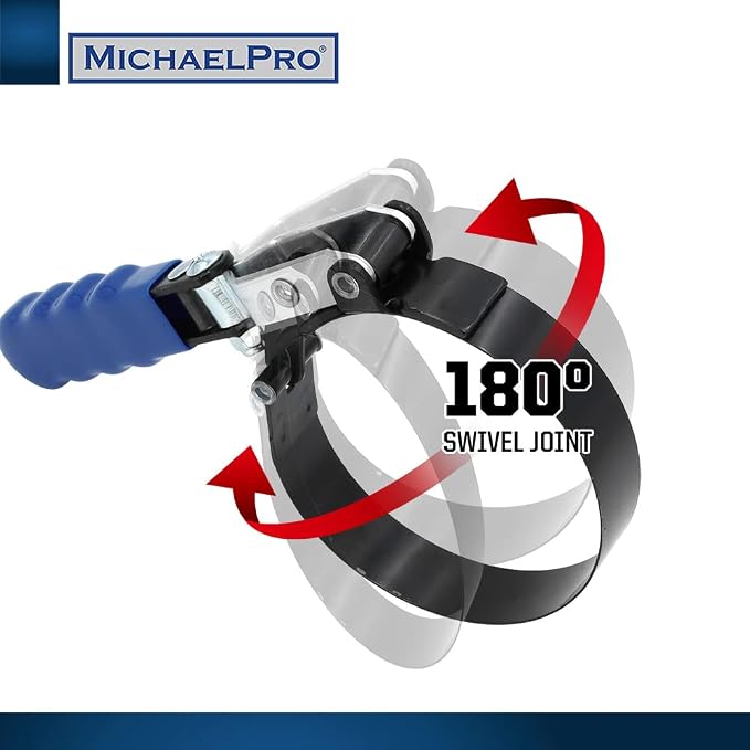 MichaelPro MP001223 4-Pcs Professional Swivel Oil Filter Wrench Set with Stand, 57 to 111mm | 2-1/4 to 4-3/8 Inches