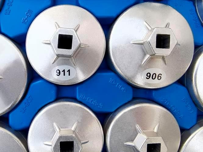 23 Pcs Oil Filter Wrench Set, Aluminum Alloy Cup Type Oil Filter Socket Set, 1/2" Drive Oil Filter Removal Tool Kit, Oil Filter cap Wrench Set