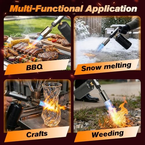 Saker Propane Torch,3272°F High Heat Adjustable Flame Thrower Gun with Safety Lock,Propane Torch Gun Flamethrower for BBQ, Grill, Campfire,Searing Steak, Cooking and Camping(Tank Not Included)