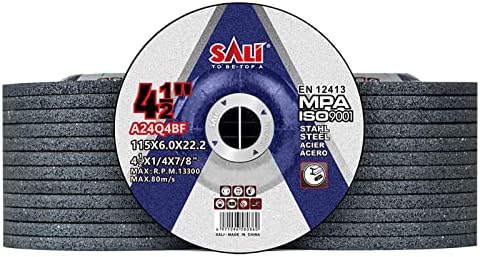 SALI 25 Pack 4-1/2 Inch Grinding Wheels for General Purpose Metal & Stainless Steel, Aluminum Oxide Grinding Disc for Angle Grinder, Depressed Center 4.5" * 1/4" * 7/8"(115 * 6.0 * 22.2 mm)