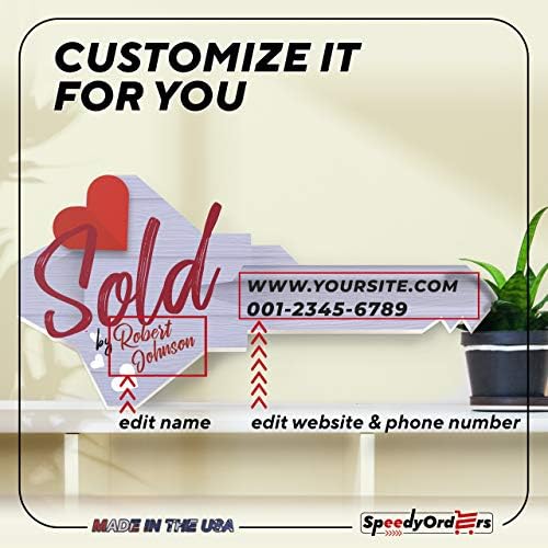 Customized Giant Sold Key Sign - Personalized Real Estate Marketing Prop - Silver Heart Style L