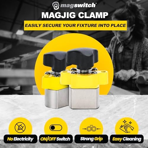 Magswitch MagJig 60 Magnetic Clamp, Woodworking and Welding Magnet Clamp Holder, 55 lb Holding Force, Powerful Magnets Heavy Duty On Off Magnet Switch Tools