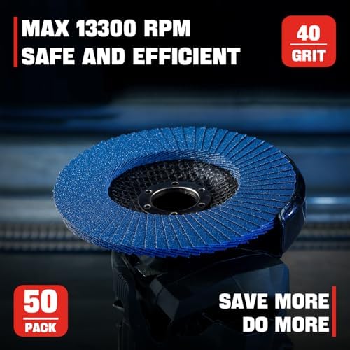 50 Pack 4 1/2 Inch Flap Disc Angle Grinder Sanding Disc 40 Grit Type 27 Flap Discs Premium High Density Jumbo Zirconia Flap Sanding Disc