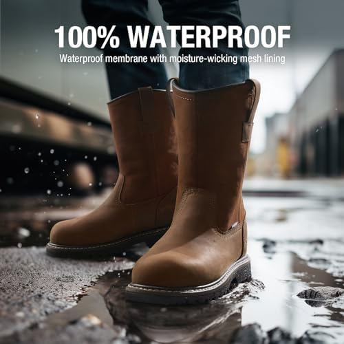 HISEA NINGO Steel Toe Work Boots for Men, Waterproof Wellington Boots