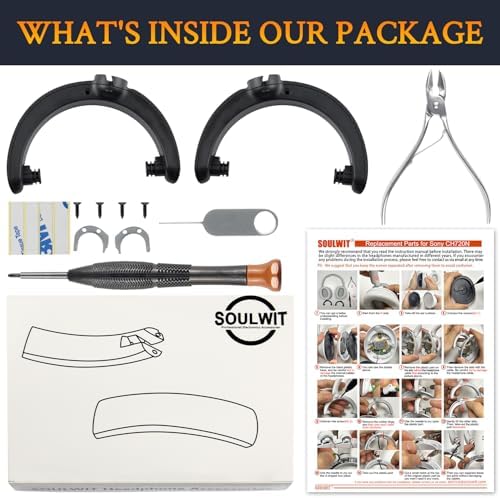 SOULWIT Headband Hinge Swivel Rotation Joint Pivot Replacement Parts for Sony WH-CH720N(WHCH720N) Noise Canceling Wireless Headphone, Plastic Hanger Bracket Attachment Accessories - Black