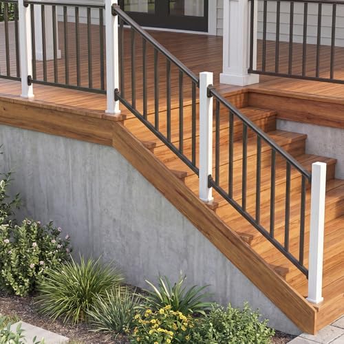 Metty Metal 4Ft W x 36in H Stair Deck Railing Kit, Textured Black AAMA2604 Powder Coat, IBC Certified Guard Rail for Deck Porch Balcony Patio Outdoor