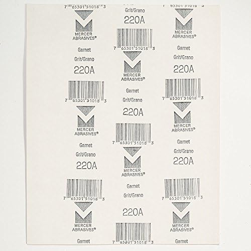 Mercer Industries 205220A - 9 x 11 Garnet Paper Sheets, Grit 220A (100 pack)