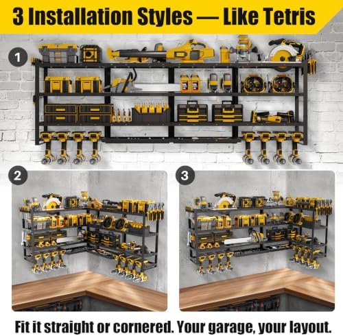 XLarge 64''W Power Tool Organizer Wall Mount, 4-Tier