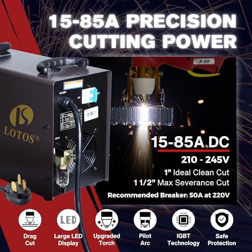 LTP8500 85A Drag-Cut HF Pilot Arc Plasma Cutter 220V