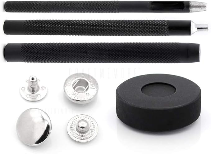 CRAFTMEMORE Snap Setter Fastener Kit Button Fixing Tool S-Spring Socket Popper Setting Tool with 10 Silver Snaps #831 VT8 (15mm (0.59"))