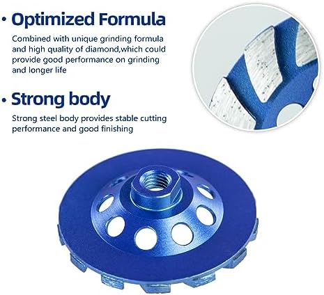 SALI 5PCS 7 Inch Concrete Grinding Wheels 43 Turbo Diamond Segments 5/8-11 Arbor Diamond Grinding Wheel Fit for Paint, Epoxy, Mastic, Coating Removal