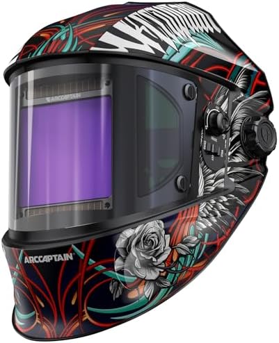 ARCCAPTAIN Welding Hood, 180° Panoramic View Auto Darkening Welding Helmet