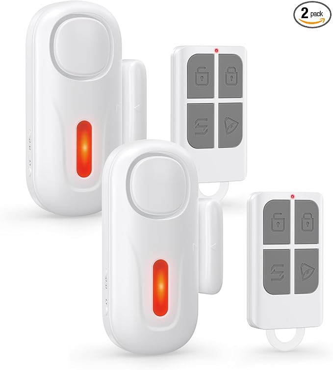 Door Alarms for Kids Safety, 120dB Wireless Window Security Sensor with 600ft Remote Range, Home Intruder Alert System with SOS Button, 2-Level Adjustable Volume for Pool, Dementia, Apartment, 2 Pack