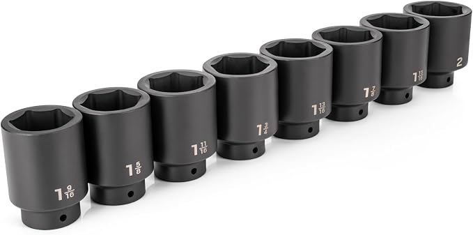 TEKTON 1/2 Inch Drive Impact Socket Set, 8-Piece | SID92005 | (1-9/16 - 2 in.), Deep, 6-Point