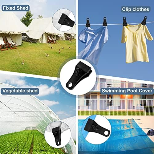 60Pcs Large Heavy Duty Lock Grip Tarp Clips with 200Pcs Zip Cable Ties