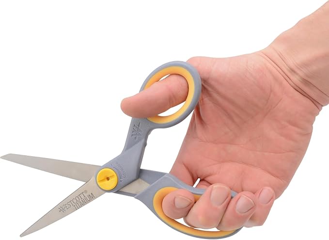 Westcott 8” Titanium Bonded Scissors with Adjustable Glide and Soft Handle, 2-Pack- Durable Multipurpose Scissors for Office, Home, and School Use, Sharp Precision Blades for Everyday Cutting