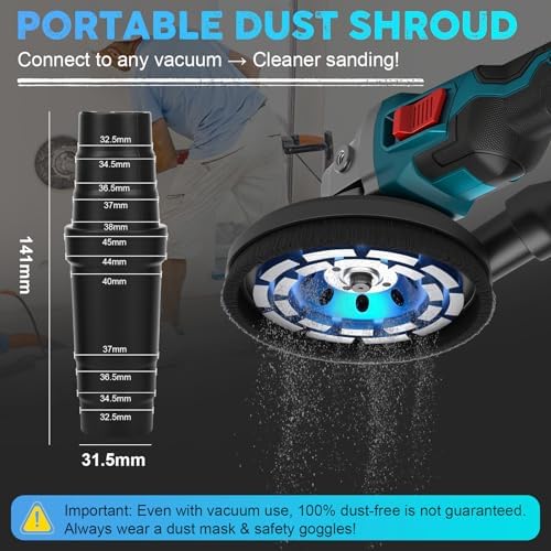 5 Inch Concrete Surface Grinder for Makita 18V Battery (No Battery), Brushless Concrete Surface Planer with Dust Extraction Shroud and Auxiliary Handles, 1000W 9000 RPM, 3-speed Adjustment