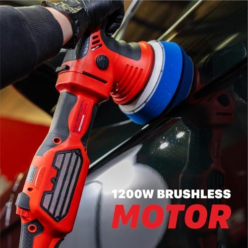 Maxshine MB8 Pro Brushless DA Polisher – 1200W Car Buffer with 8mm Throw, 5” Backing Plate, 5/16”-24 Thread & 6-Speed Control – Auto Detailing Tool for Cars, Trucks, SUVs & Boats, Swirl Removal