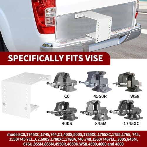 Bumper Vice Mount, Pre-Drilled Heavy Duty Truck Vise Mount for Versatile Height Adjustment, Easily Bolt to Utility Truck and Service Body Truck (White)