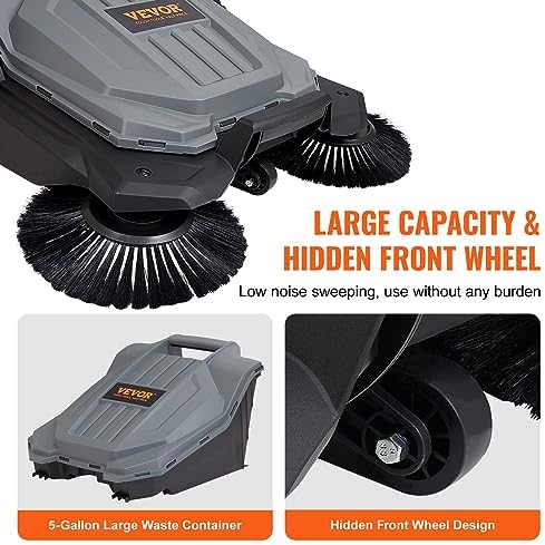 VEVOR Walk-Behind Hand Push Floor Sweeper with 25.6" Sweeping Width