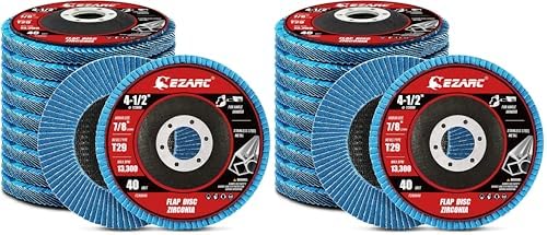 EZARC Flap Discs 40 Grit, 4 1/2 x 7/8-Inch Flap Sanding Disc, Type 29 Zirconia Grinding Wheel for Stainless Steel, Sheet Metal (20 Pack)