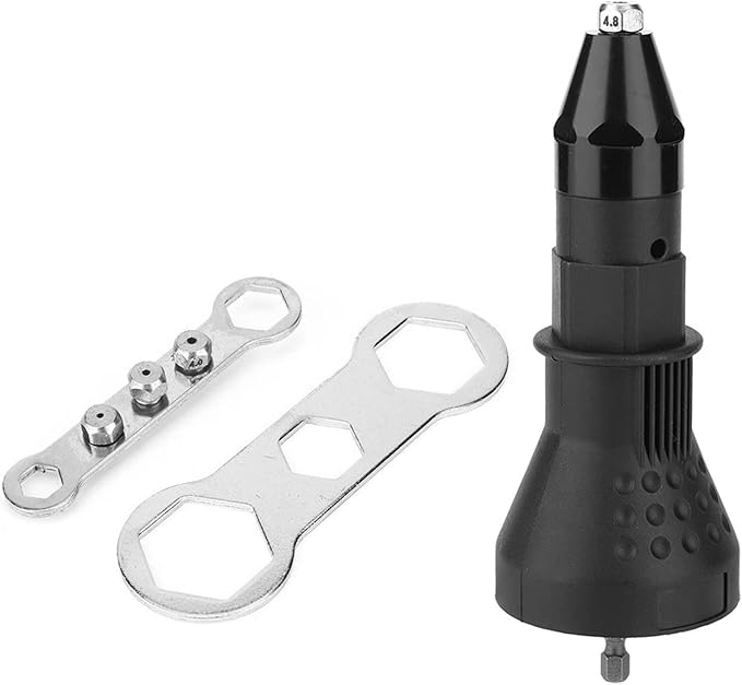 Hilitand Riveting Gun Adapter Electric Rivet Nut Gun Adapter Riveter Gun Adaptor Riveting Insert Nut Power Drill Tool Kit(Black)