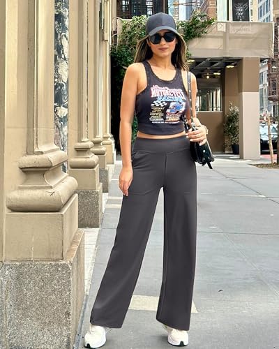 G4Free Yoga Pants for Women Wide Leg Pants with Pockets High Waisted
