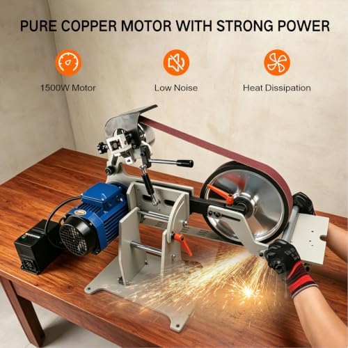 JLD Professional Belt Grinder Sander, 2x72 Inch Belt, 1500W Electric Motor with 2.2KW VFD, 3sets of Grinding Kits with 3 Grinding Methods,Vertical and Horizontal Operation Includes 3 Sanding Belts.