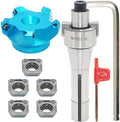 3.15 Inch Face Milling Cutter Aluminum KM12 80MM CNC End Milling Cutter Holder + R8-FMB22 Shank Face Shell Mill Arbor + 5pcs SEHT1204 Carbide Inserts + 8mm Hexagon Wrench + T20 Wrench CNC Machine Tool