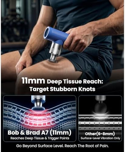BOB AND BRAD A7 Massage Gun, 11mm Deep Tissue Percussion, Metal Head