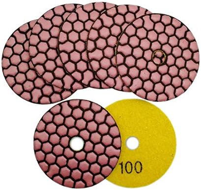 SHDIATOOL 3 Inch Dry Diamond Polishing Pads Grit 100 for Granite Marble Quartz(7-Pack)