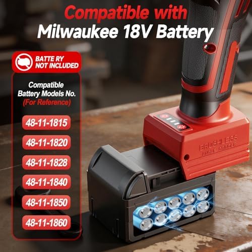 Cordless Angle Grinder Compatible with Milwaukee 18V Battery (Tool Only, No Battery), 4-1/2" to 5" Grinder, Brushless Motor 9000 RPM, M14 Spindle + 5/8-11 Adapter for Cutting Grinding