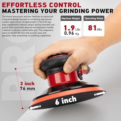 Professional 6" Dual Action Random Orbit Air Sander, Pneumatic Palm Sander, Low Vibration, Heavy Duty