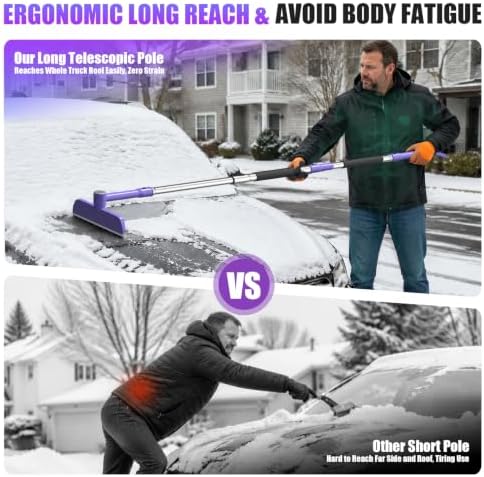 62'' Extendable Snow Brush & Ice Scrapers, Snow Shovel for Car Truck SUV