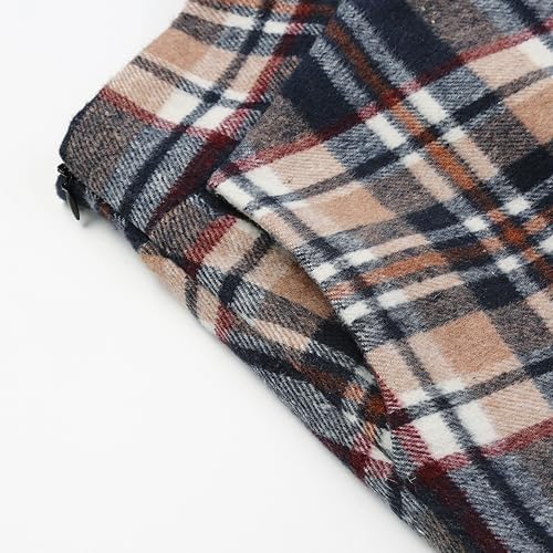 IDEALSANXUN Womens Plaid Wool Skirts Elastic Waist A-Line Pleated Tartan Long Skirts
